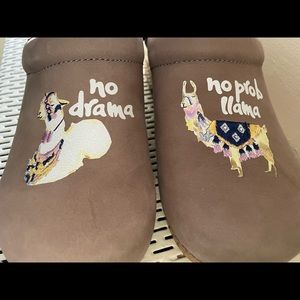 Brown llama dansko clogs